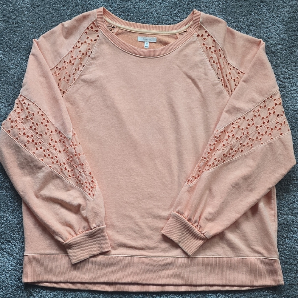 Maurices Peach Eylet Detail Pullover Sweatshirt